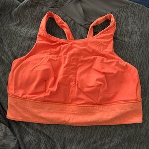 Lululemon Bright Orange High-Neck Sports Bra with Racerback Design